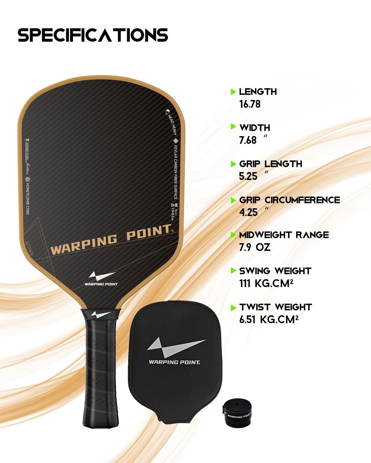 Warping Point Aether Hybrid Kevlar Carbon Fiber 16mm Pickleball Paddles, New 10mm Wide Honeycomb Core with Thermoformed Unibody Pickle Ball Racket, Lightweight Design, High Spin & Control