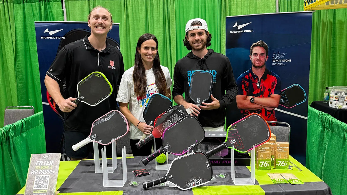 Warping Point sponsored pickleball player at a Brick Wall event
