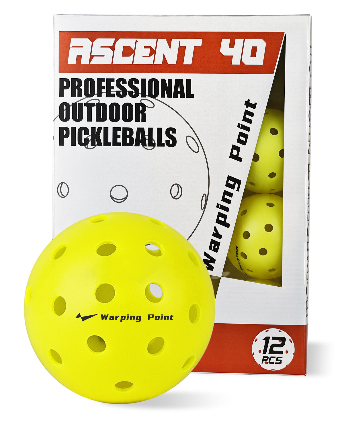 ASCENT OUTDOOR TOURNAMENT  PICKLEBALL BALL - 12 PACK