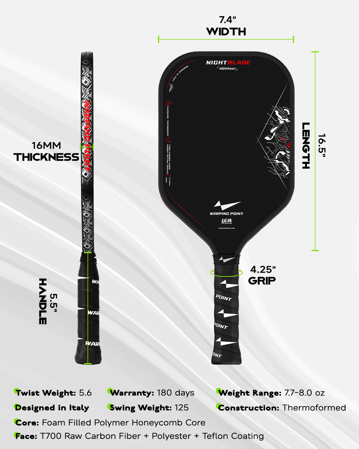 Nightblade Pickleball Paddle 16mm