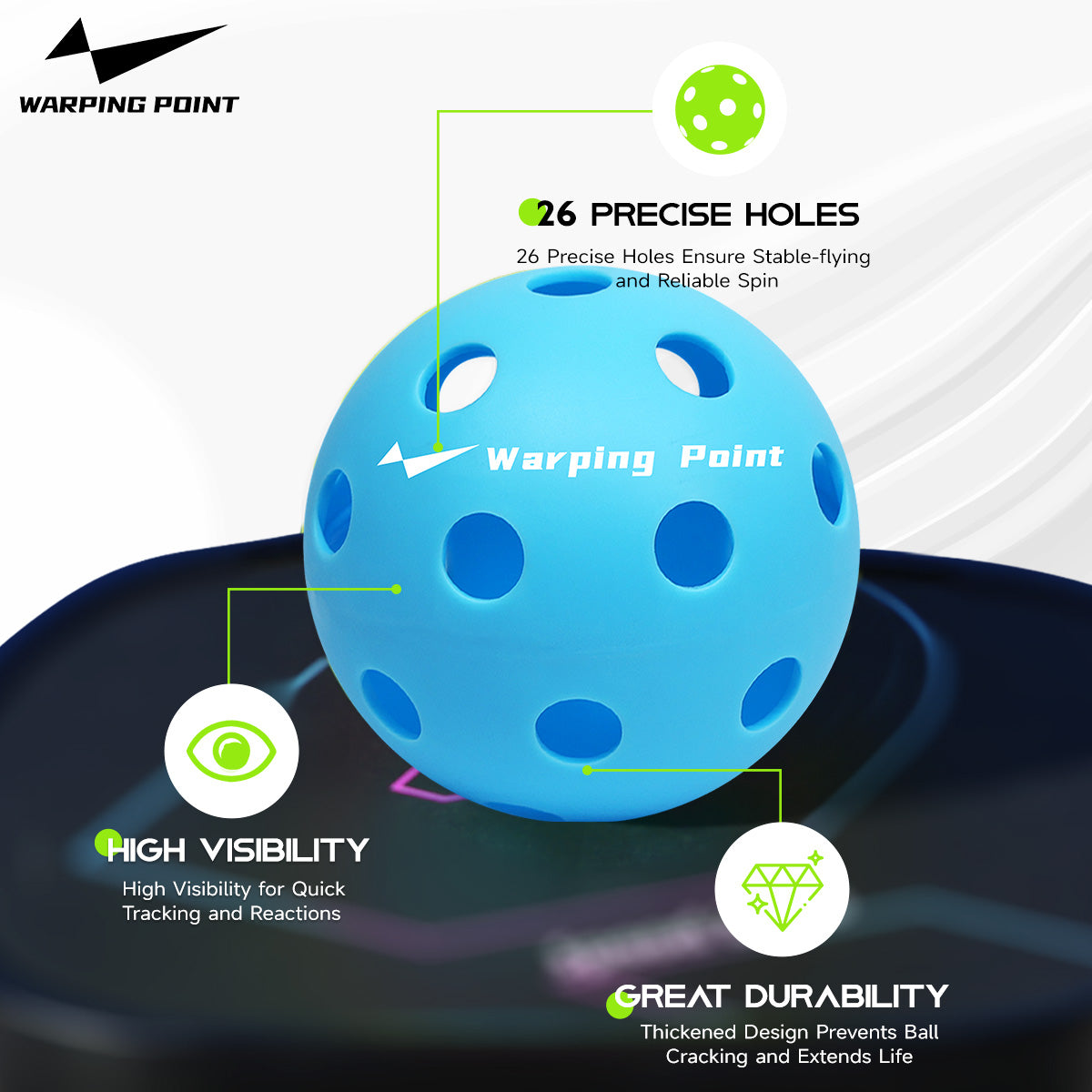 PRACTICE PICKLEBALL BALLS - INDOOR - 12 PACK