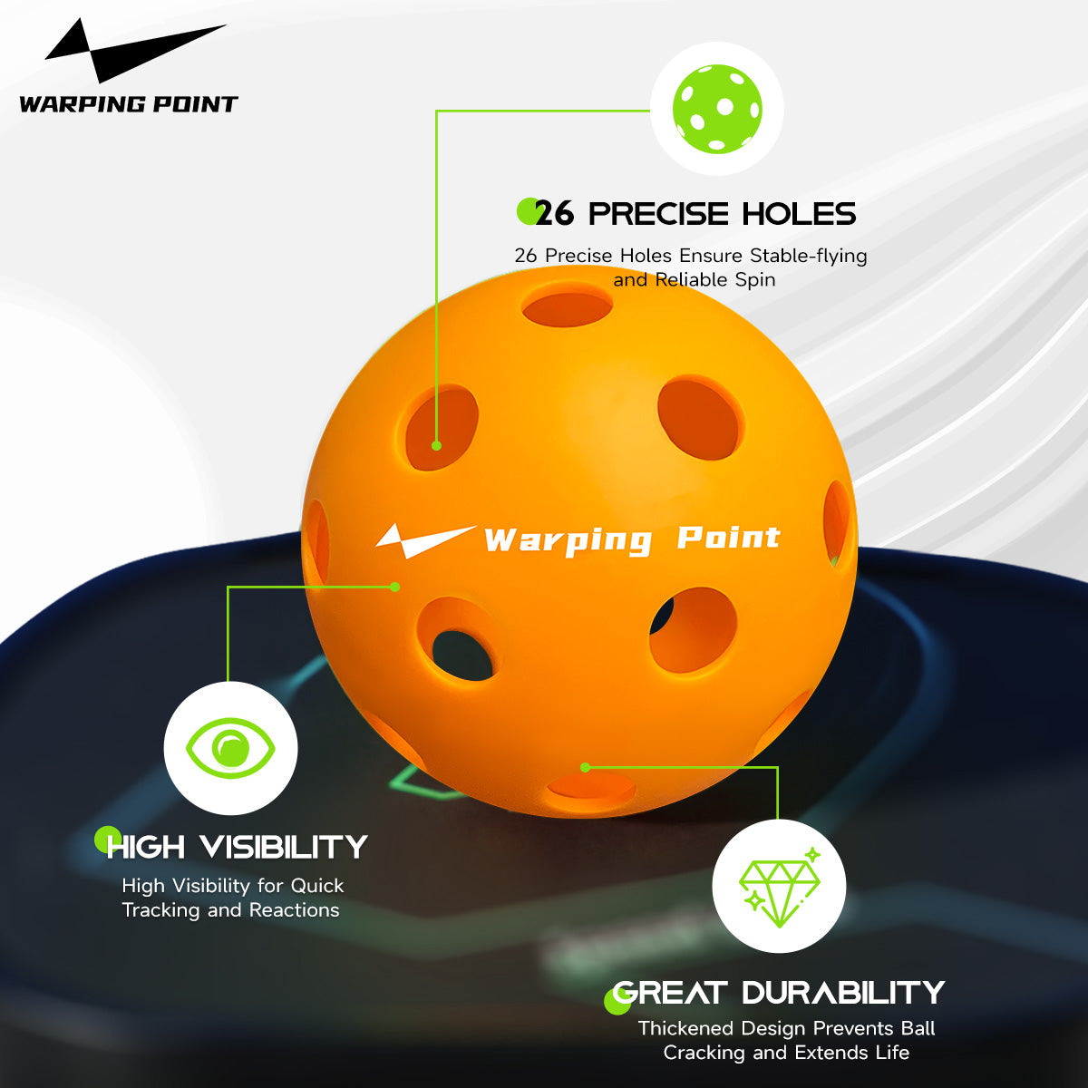 PRACTICE PICKLEBALL BALLS - INDOOR - 12 PACK