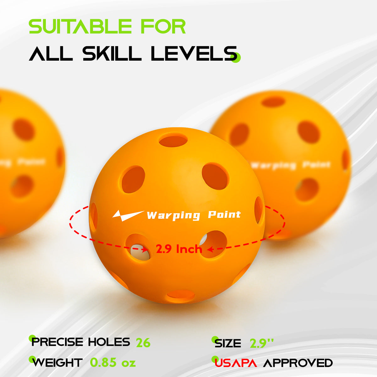 PRACTICE PICKLEBALL BALLS - INDOOR - 12 PACK