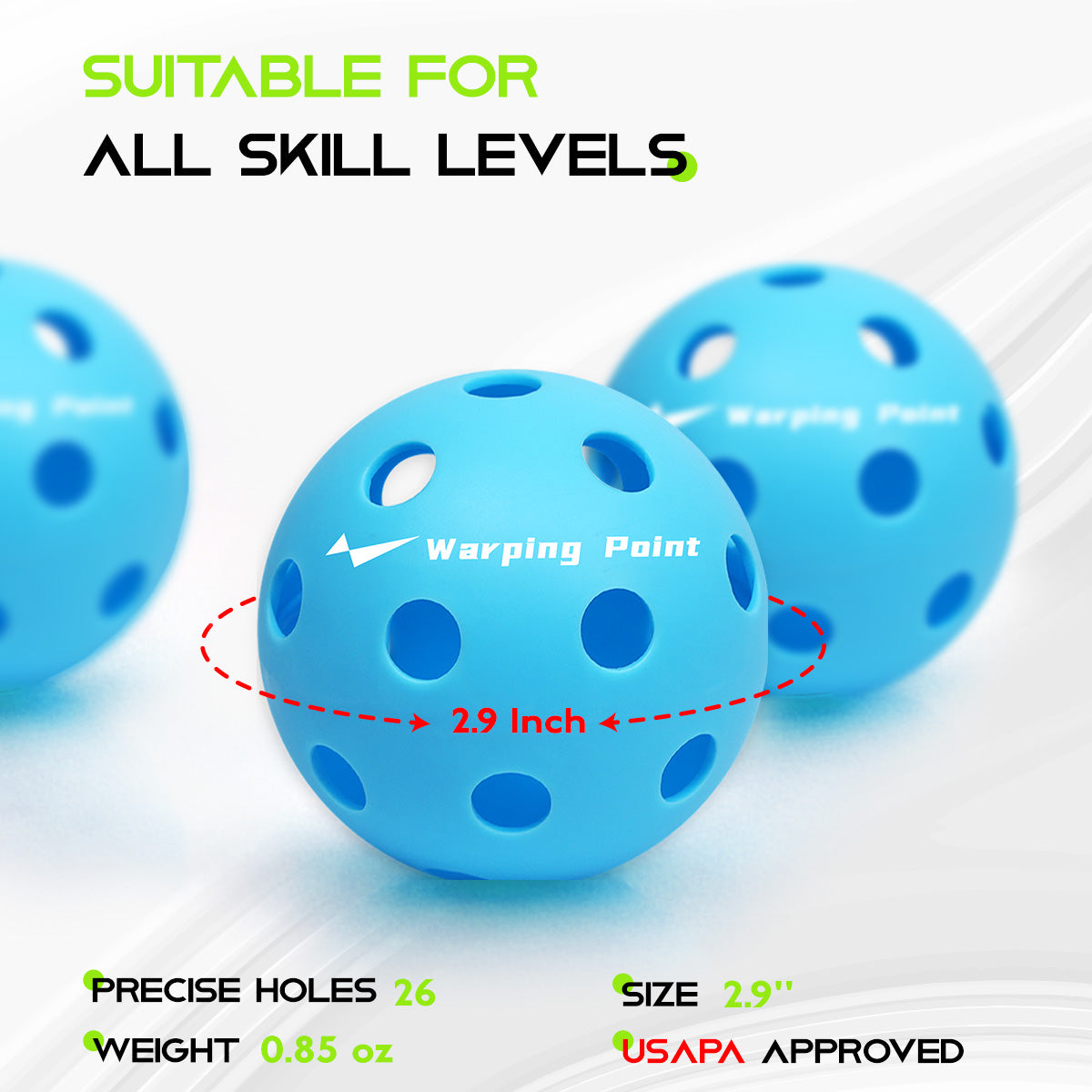 PRACTICE PICKLEBALL BALLS - INDOOR - 12 PACK