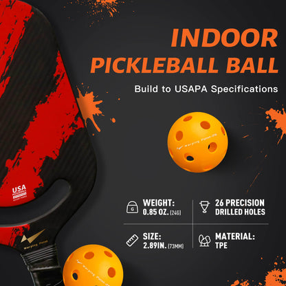 PRACTICE PICKLEBALL BALLS - INDOOR - 12 PACK