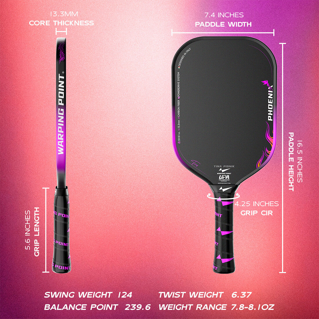 Phoenix Pickleball Paddle - 13.3MM