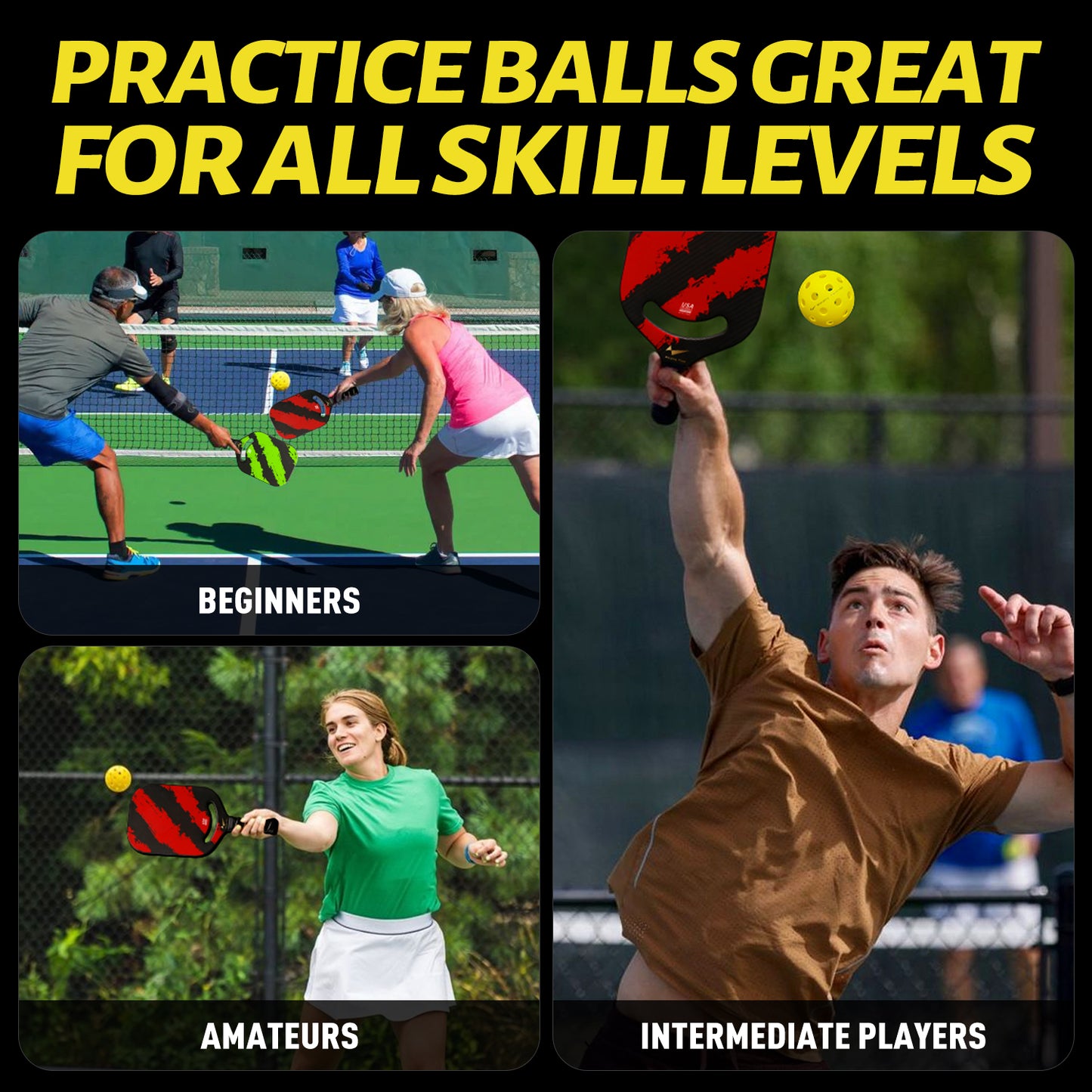 PRACTICE PICKLEBALL BALLS - OOTDOOR - 4 PACK