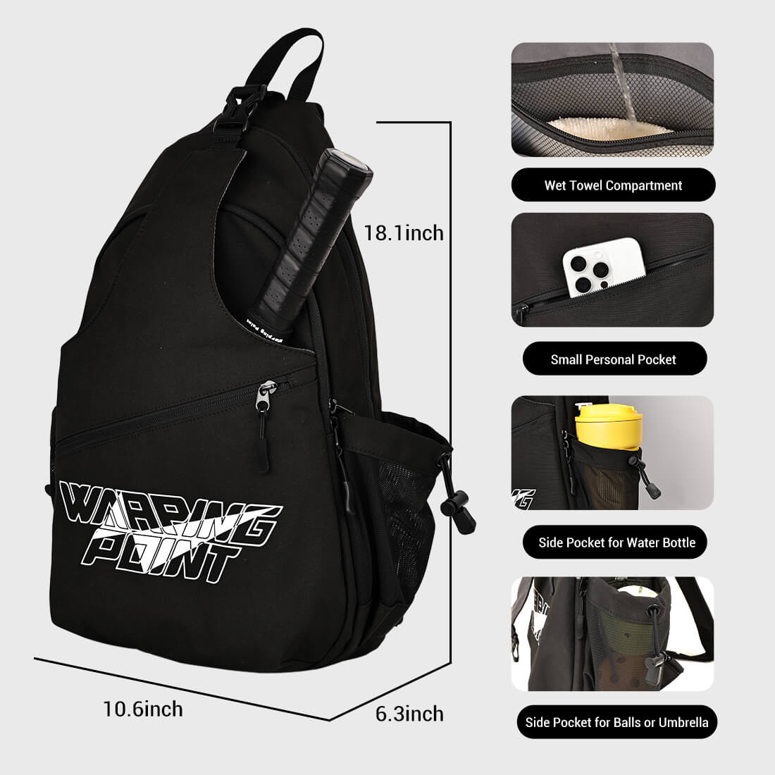 Pickleball Sling Bag - Black