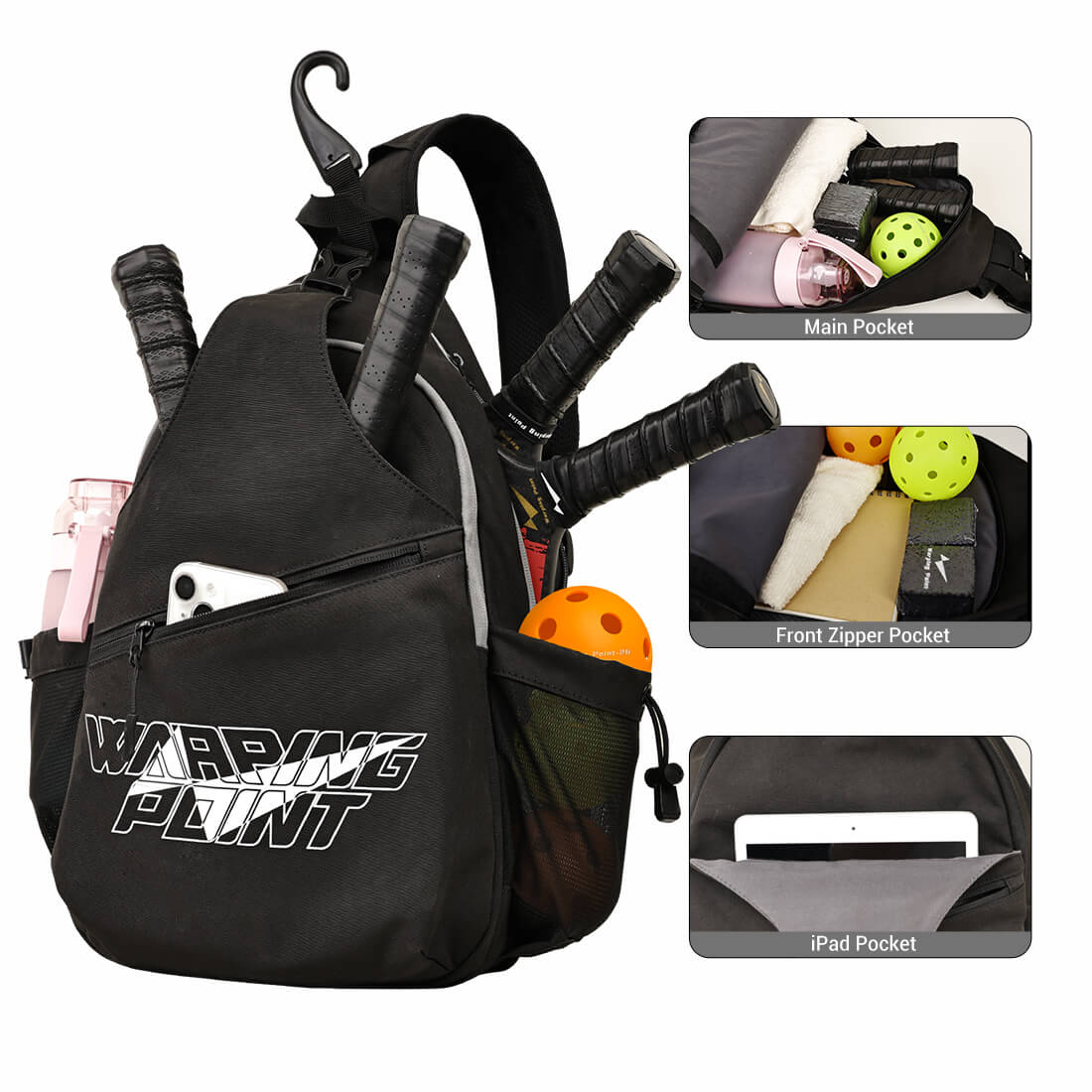 Pickleball Sling Bag - Black