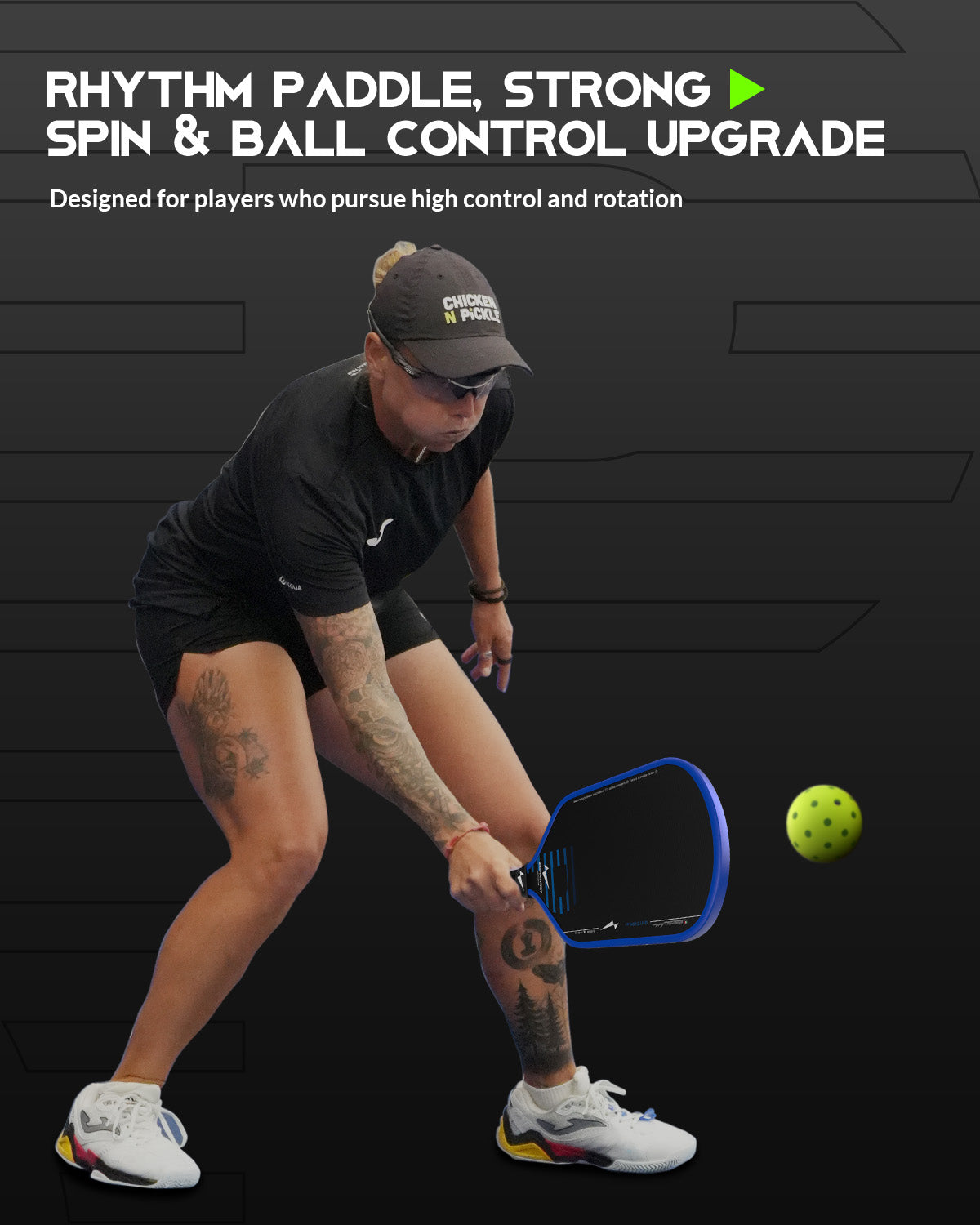 Warping Point Rhythm Carbon Fiber 16mm Pickleball Paddle | New 10mm Wide Honeycomb Core | Endura Friction Surface for Maximum Spin | Multiple Pickle Ball Racket Styles | Power & Control