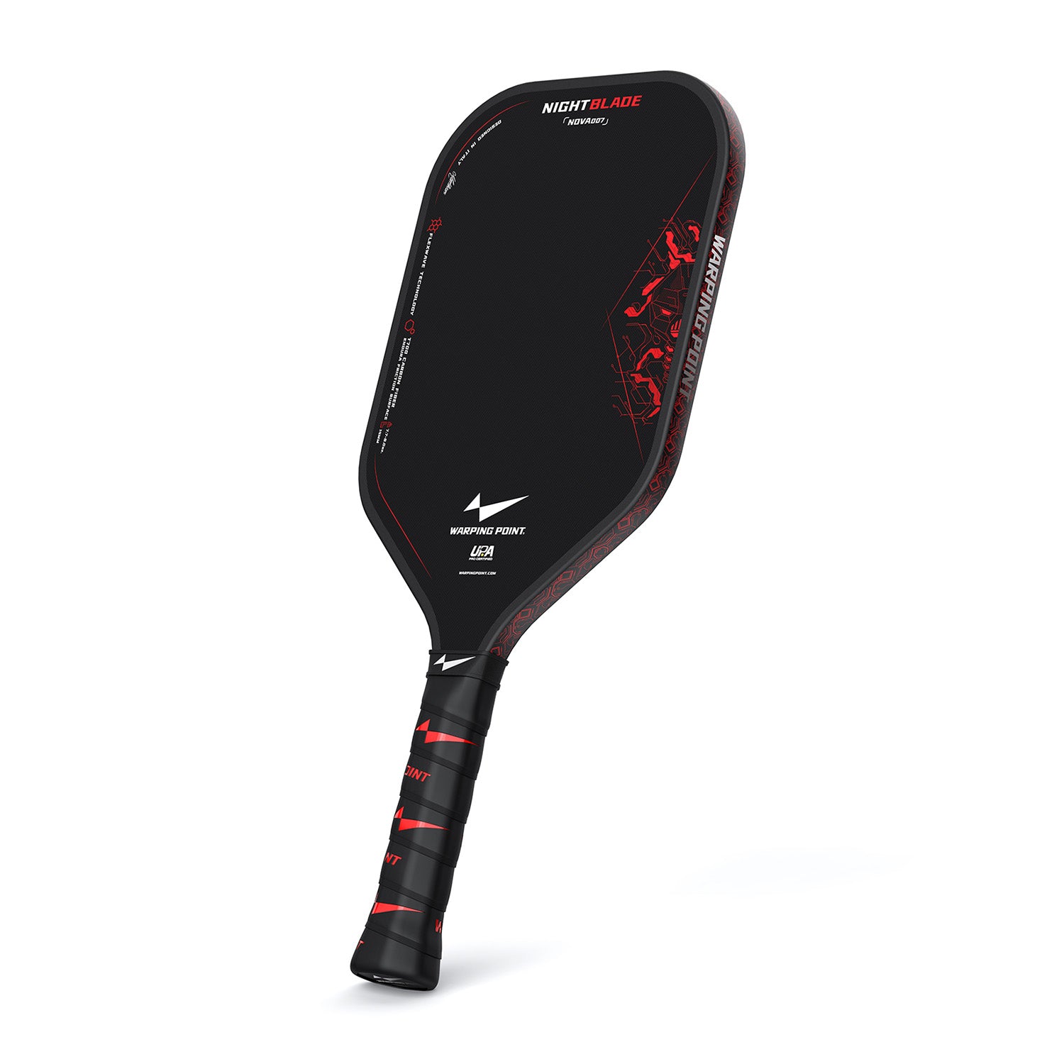 Nightblade Raw Carbon Fiber Pickleball Paddle, 14mm Foam Filled Polymer Honeycom Core, UPA-A & USAPA Approved, Endura Friction Surface, Long Handle for Two Handed Backhand, Enhanced Impact Feel & Spin