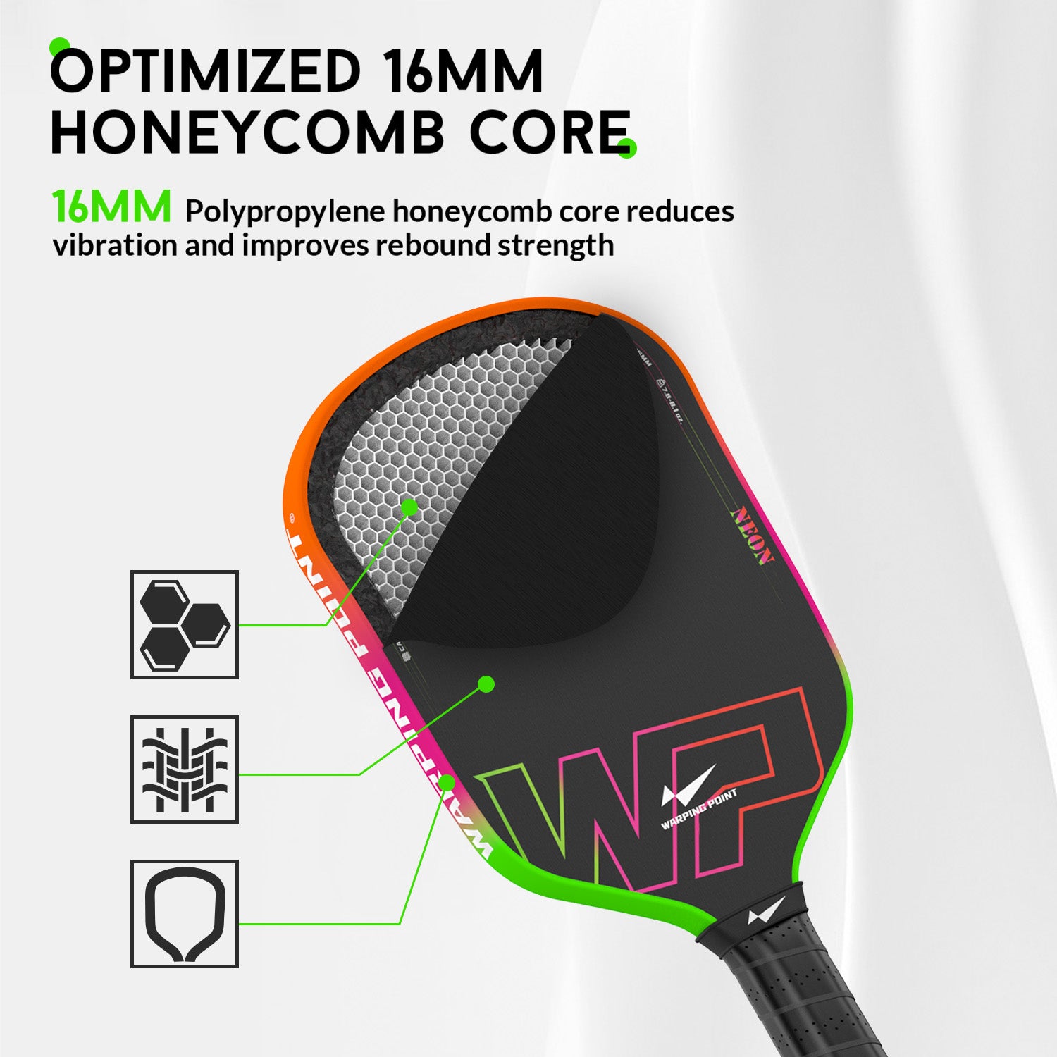 honeycomb core neon effect pickleball paddle