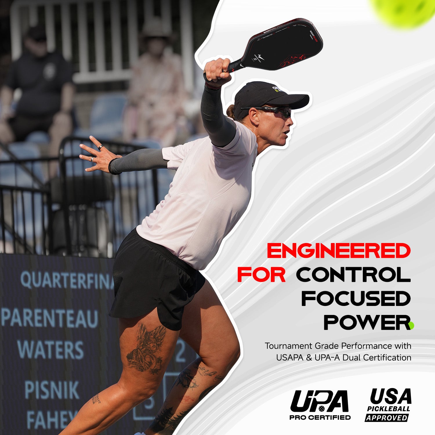 Nightblade Raw Carbon Fiber Pickleball Paddle, 14mm Foam Filled Polymer Honeycom Core, UPA-A & USAPA Approved, Endura Friction Surface, Long Handle for Two Handed Backhand, Enhanced Impact Feel & Spin